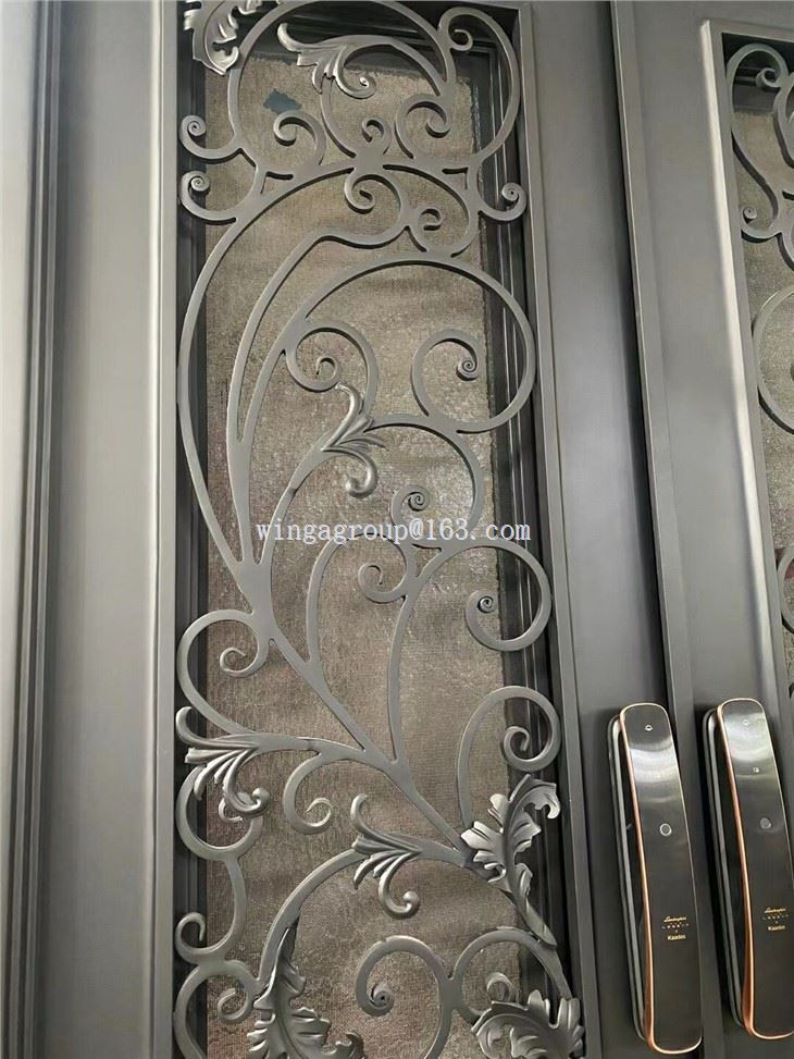 Square Shape Custom Wrought Iron Entry Doors