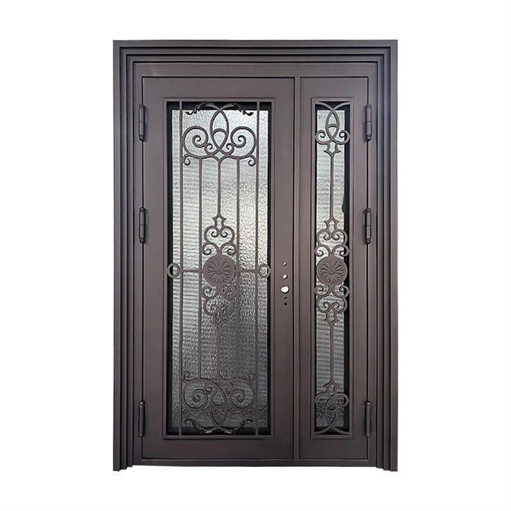 Square Shape Custom Wrought Iron Entry Doors